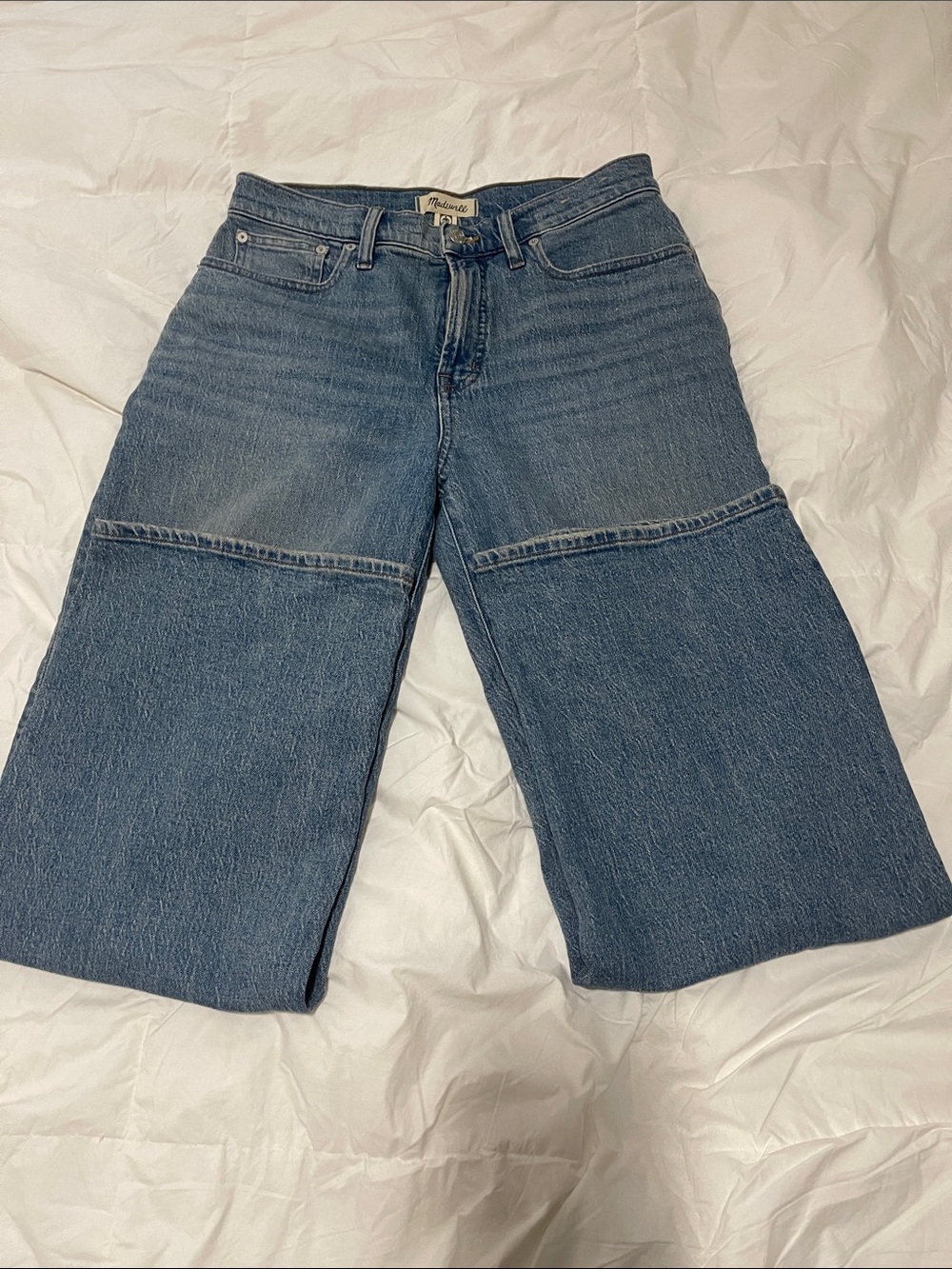 Madewell Medium Blue Panel Wide-Leg Crop Jeans